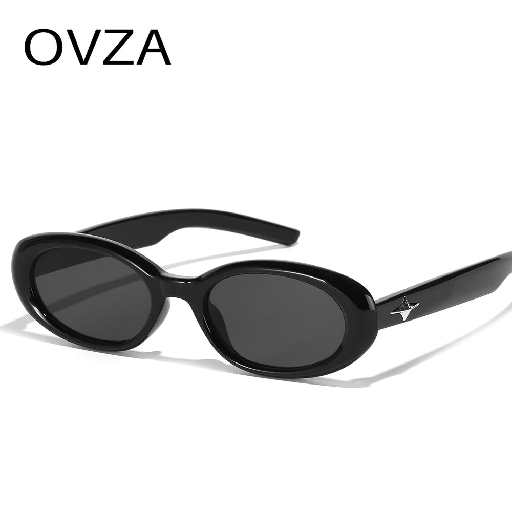 OVZA 2023 Novos óculos de sol Retro vintage Mulher oval de óculos estreitos Eyewear S1007