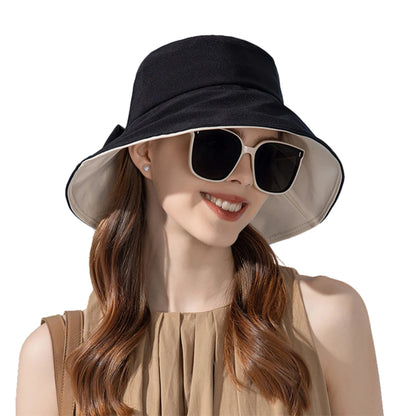 Mujeres Summer de protección solar Sombrero con dama de lazo elegante para protector solar Capa de playa al aire libre de ala ancha.