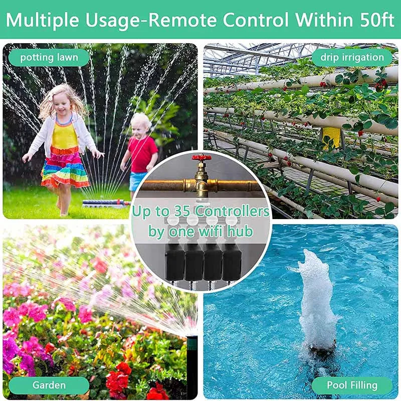 Ny design 4 AA BATERY POWERED Garden Smart Irrigation WiFi Automatisk vanning Vanntimer Bruk Tuya Smart Life App