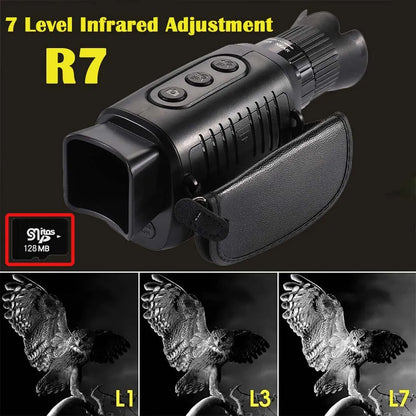HD innrautt nætursjón tæki R7 5x Zoom Digital Monocular Telescop
