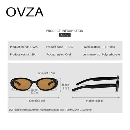 OVZA 2023 Novos óculos de sol Retro vintage Mulher oval de óculos estreitos Eyewear S1007