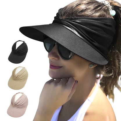 1pc Flexibler erwachsener Hut für Frauen Anti-UV-Breite Rand Visierhut Einfach zu tragen Reisekappen Mode Strand Sommersonnenschutz Hüte