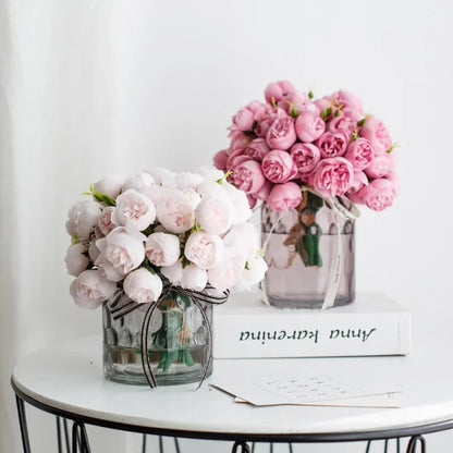 27 hoveder kunstig silke peony buket luksus boligdekoration bord blomst