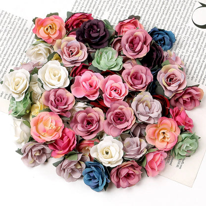 10/20/50pcs růžové umělé květiny 3,5 cm falešné květiny pro domácí výzdobu zahradní svatební dekorace věnec věnec dárkové doplňky