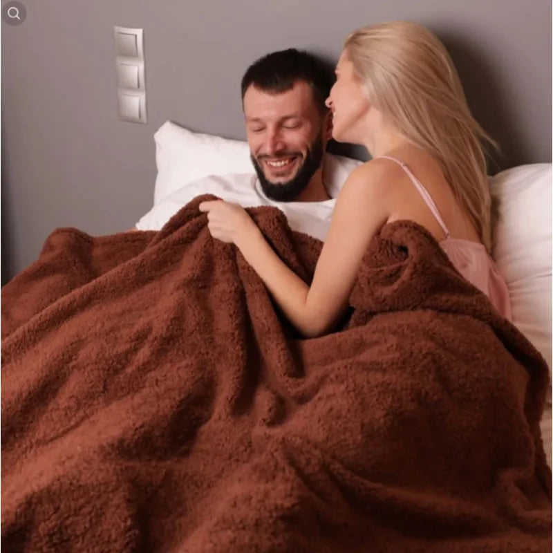 Par romantisk teppe vinter varm koselig raggete teppe-tykkelse king size teppe 100% vanntett og flekkbestandig blanke