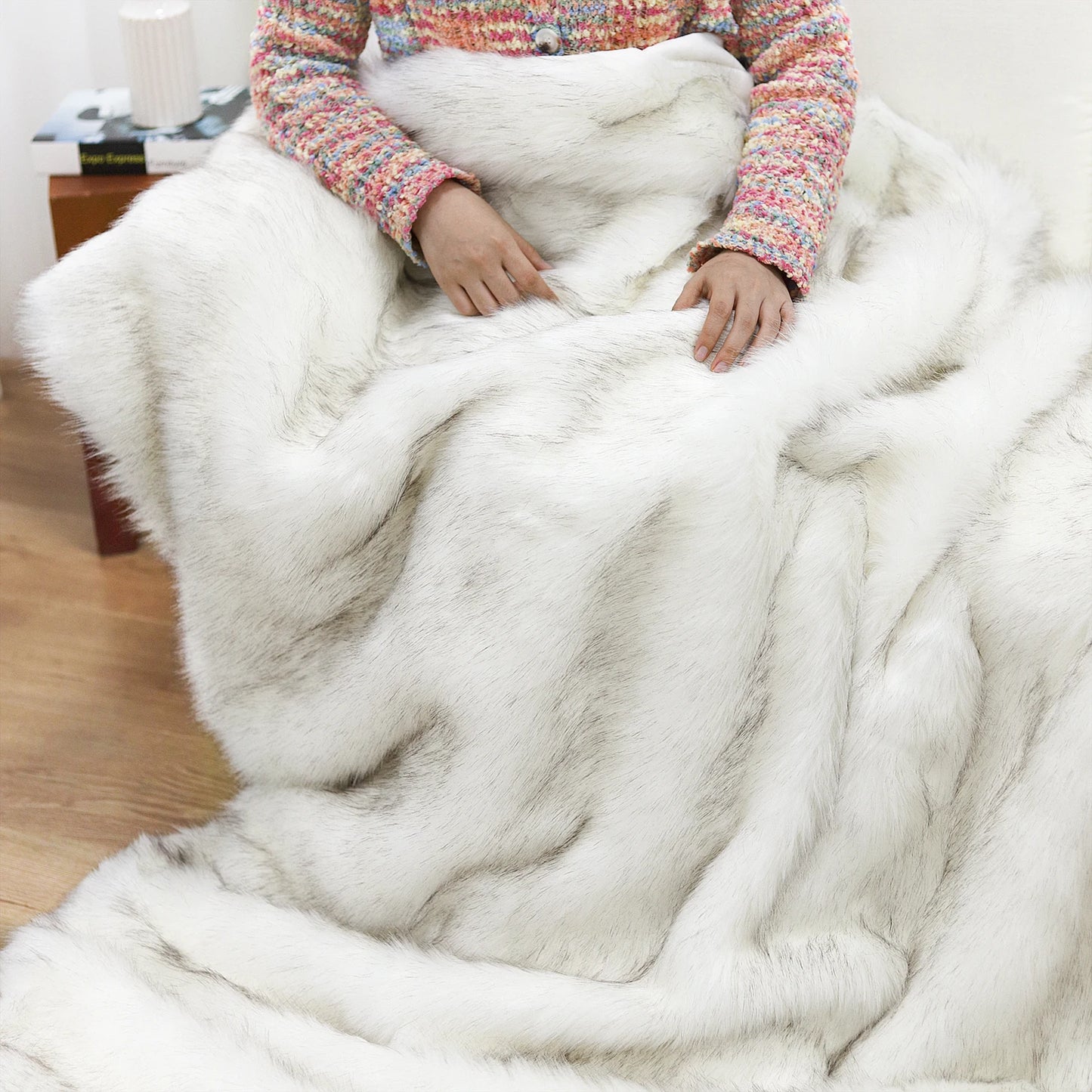 Battilo Faux Pelzdecke für Bettsofa Luxus Dekor Blanke weich Fuzzy Plaid Fuchs Fell Decken Winter warm gemütlich Wurfdecke