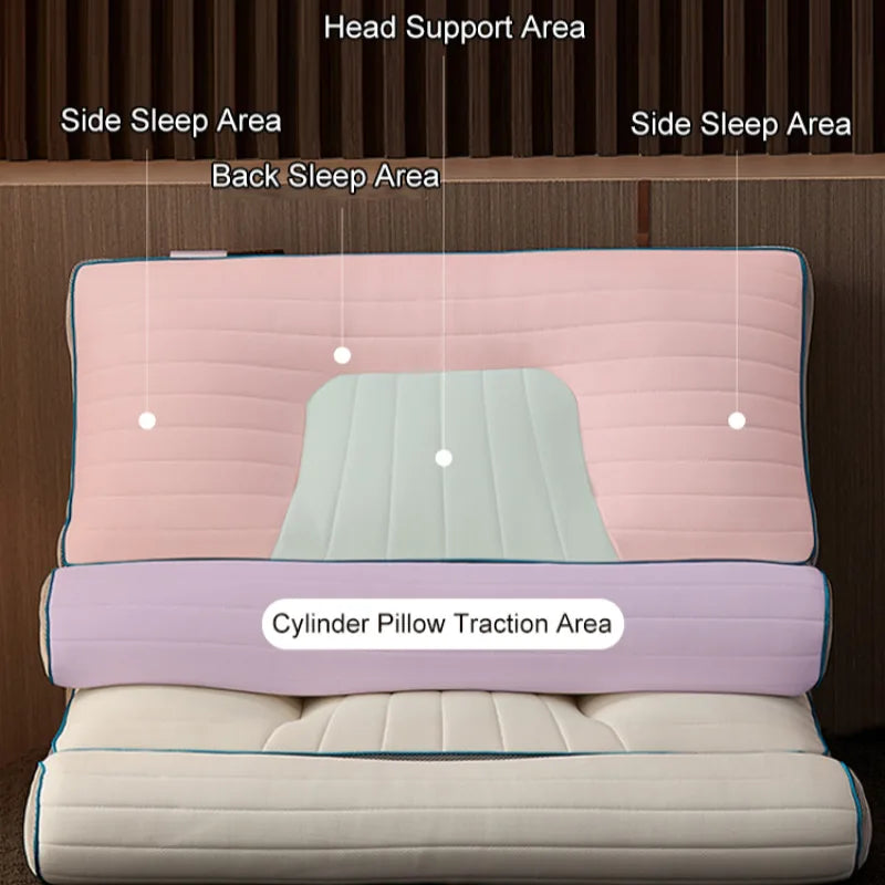 Oreiller anti-traction Protection du sommeil à la maison Spine cervicale Spine Cylindrical Sangué + Feuille de latex + Plume Ultra-Fine Oreiller unique