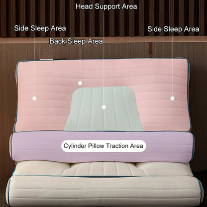 Oreiller anti-traction Protection du sommeil à la maison Spine cervicale Spine Cylindrical Sangué + Feuille de latex + Plume Ultra-Fine Oreiller unique