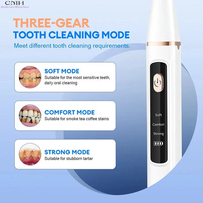 Ultrasonic Water Flosser Teeth Cleaner Women Tartar Remover Stain Eraser Multi Gear Type-C Rechargeable Portable Oral Care Tool