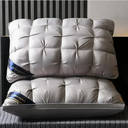 Almohadas de cama de ganso y plumas de lujo en 3D para ropa de cama para dormir 100% de algodón con soporte suave de relleno natural