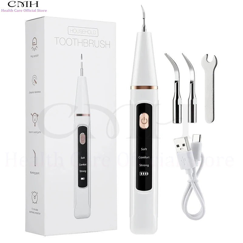 Ultrasonic Water Flosser Teeth Cleaner Women Tartar Remover Stain Eraser Multi Gear Type-C Rechargeable Portable Oral Care Tool