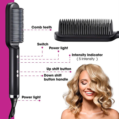 Hair Brush Hot Air Comb Straightening Dryer Styler Air Hot Air Brush Flat Iron Hair Straightener Brush