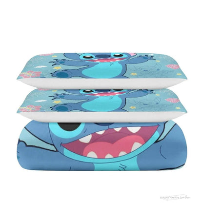 Lindo juego de ropa de cama de dibujos animados de puntada para niños Juego de colchas de anime para niños Linda cubierta nórdica de dibujos animados 1 cubierta nórdica y 2 fundas de almohada