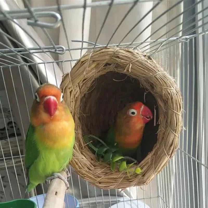 1pc natural handmade păsări de păsări cuib de porumbei casă papagal cuib cald cald pentru animale de companie curte, cutii mici de păsări pentru păsări