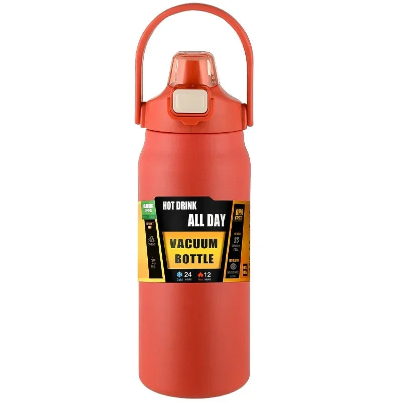 304 Stainless Steel Thermos Portable Outdoor Thermal Mug Tumbler Vacuum Flasks Cold and Hot Sports Water Bottle with Straw