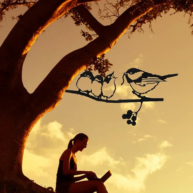 Yard Art Pták pták zvířecí umění zahradní kovový strom nerezová ocel Art Metal Bird Garden Dekorace Outdoor Siluettes Ornament