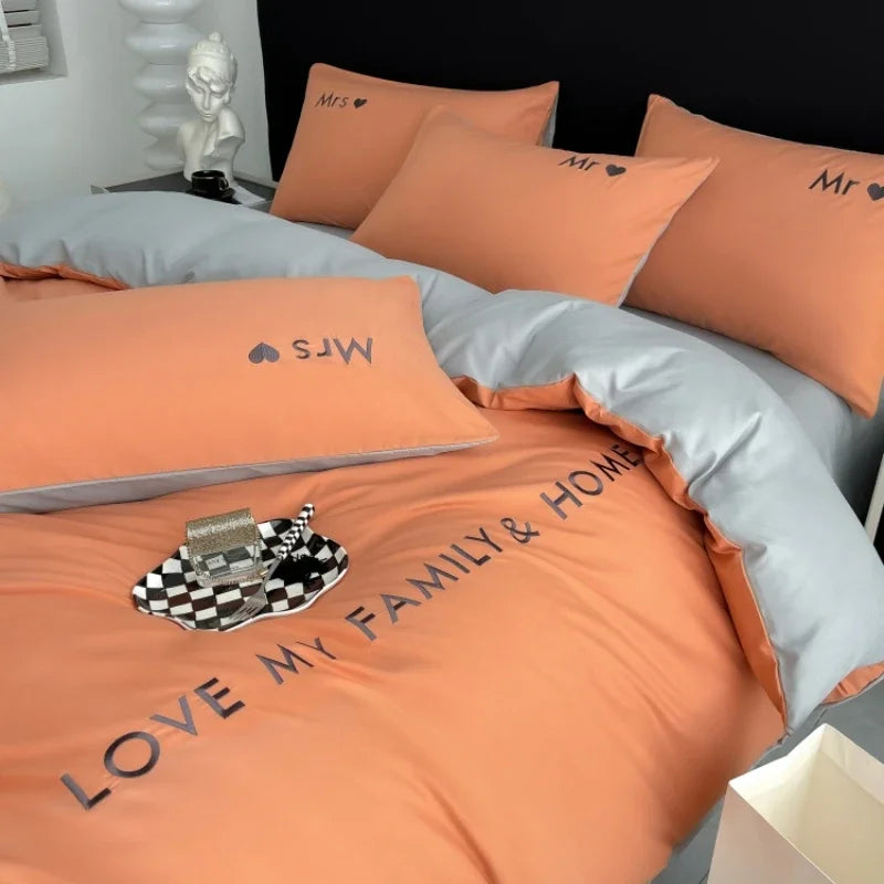 Nordic Luksusowy egipski bawełniany zestaw pościeli Król Królowa podwójna bliźniacza z blachy kołnierzowe poduszki 1/2 osoby pościelowe