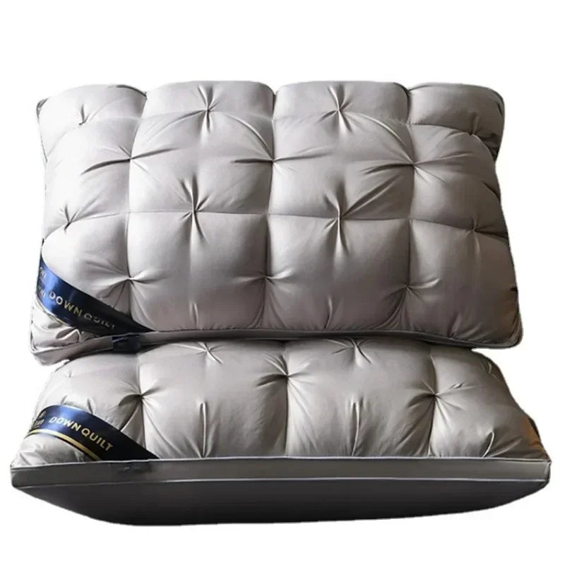 Almohadas de cama de ganso y plumas de lujo en 3D para ropa de cama para dormir 100% de algodón con soporte suave de relleno natural