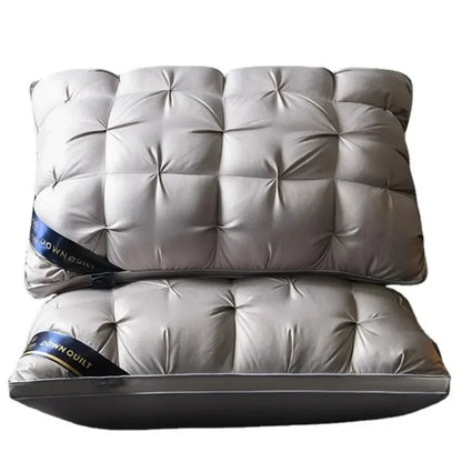 Almohadas de cama de ganso y plumas de lujo en 3D para ropa de cama para dormir 100% de algodón con soporte suave de relleno natural