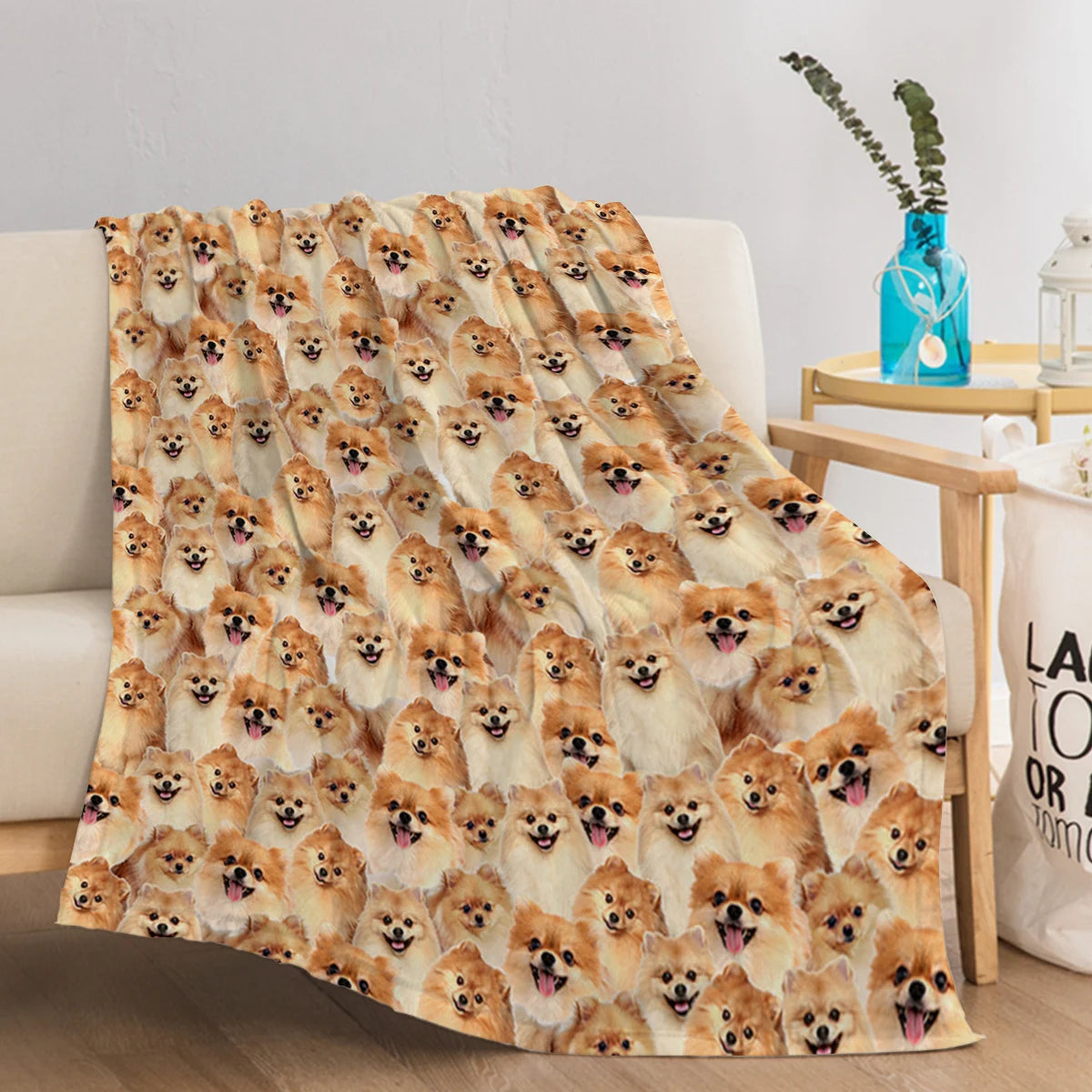 Pomeranische Wurfdecke Fuzzy Dog Decke für Kinder Pommerianische Geschenke für pommerianische Liebhaber gemütliche Decke für Couchsofa Bett