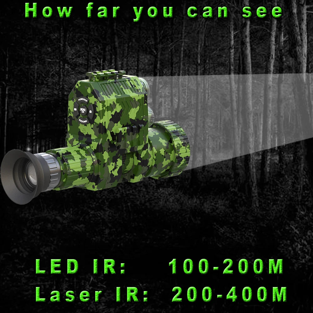 NK007 Night Vision Monocular 1080p 200-400m Camogramme de portée infrarouge avec chargeur de batterie rechargeable Multiple Language