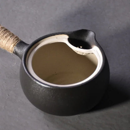 black crockery ceramic kyusu teapot chinese tea pot drinkware 500ml
