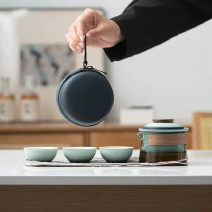 1 Bowl 3 Cup Zen Teapot and Tea Cup Set Kit Household Tea Making Travel Set Outdoor Portable Bag Chinese Tea Set Supplies