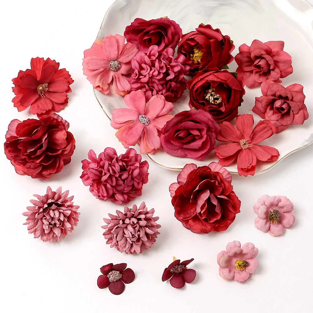 20/14 copë/Lulet e përziera artificiale të përziera Mëndafshi i rremë për dekorimin e shtëpisë Dekorimi i dasmave DIY DIY Dhurata Garland Dhurata