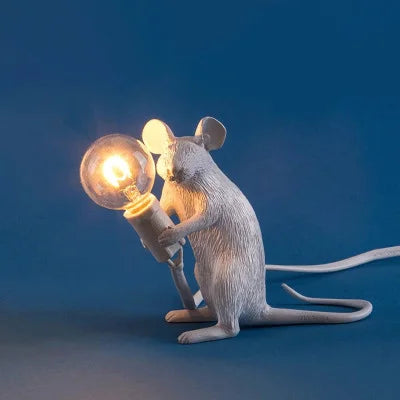 Nordic Cartoon Mouse Resin Night Lamp, Resin Animal Rat, Home Decor, Bedside Lighting Fixtures, E12