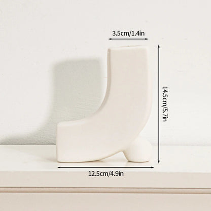 White Ceramic Vase Modern Decorative Vase for Pampas Grass Minimalist Flower Vases for Centerpiece Wedding Office Home Decor