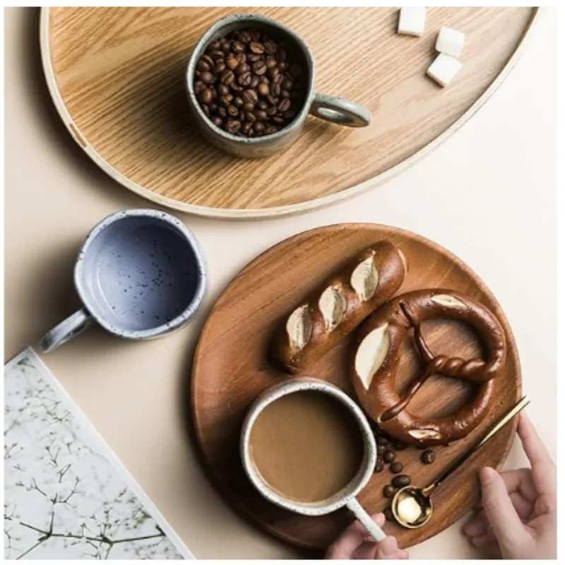 Ceramic Mug 250ml Ring Handl Coffee Milk Modern Print Porcelain Mug Handmade Ceramic Hot Chocolate Cup Couple Handgrip Cups