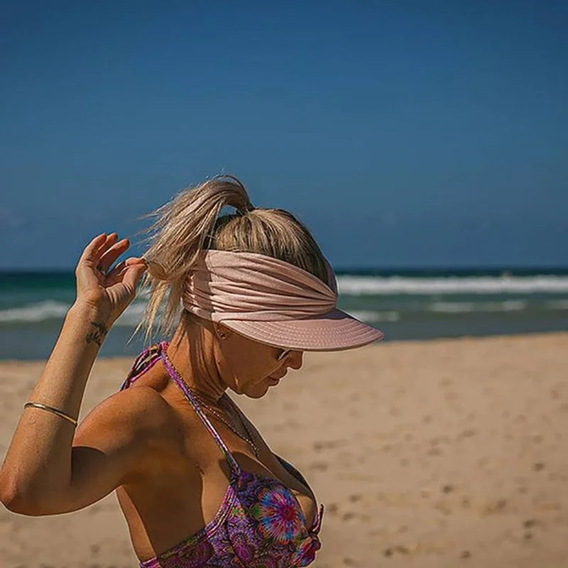 Pălărie de pălărie de vară vara soare pălărie feminină anti-uv elastică top top hat hats in aerisit pălării de soare vara plajă pălărie de vizieră capace pentru doamnă