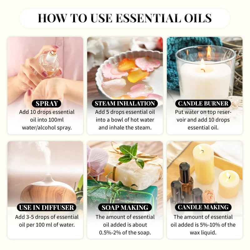 10 ml duftolier Pure ufortyndet stærk lugt til DIY stearinlys sæbe Bath Home Hotel Diffuser Befugter Lys duftende olie