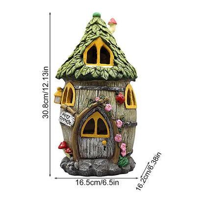 حرفة منزل مصغر يعمل بالطاقة الشمسية مصباح ليد حديقة الجنية في الهواء الطلق الممشى الراتنج كوخ عيد الميلاد مصباح الديكور