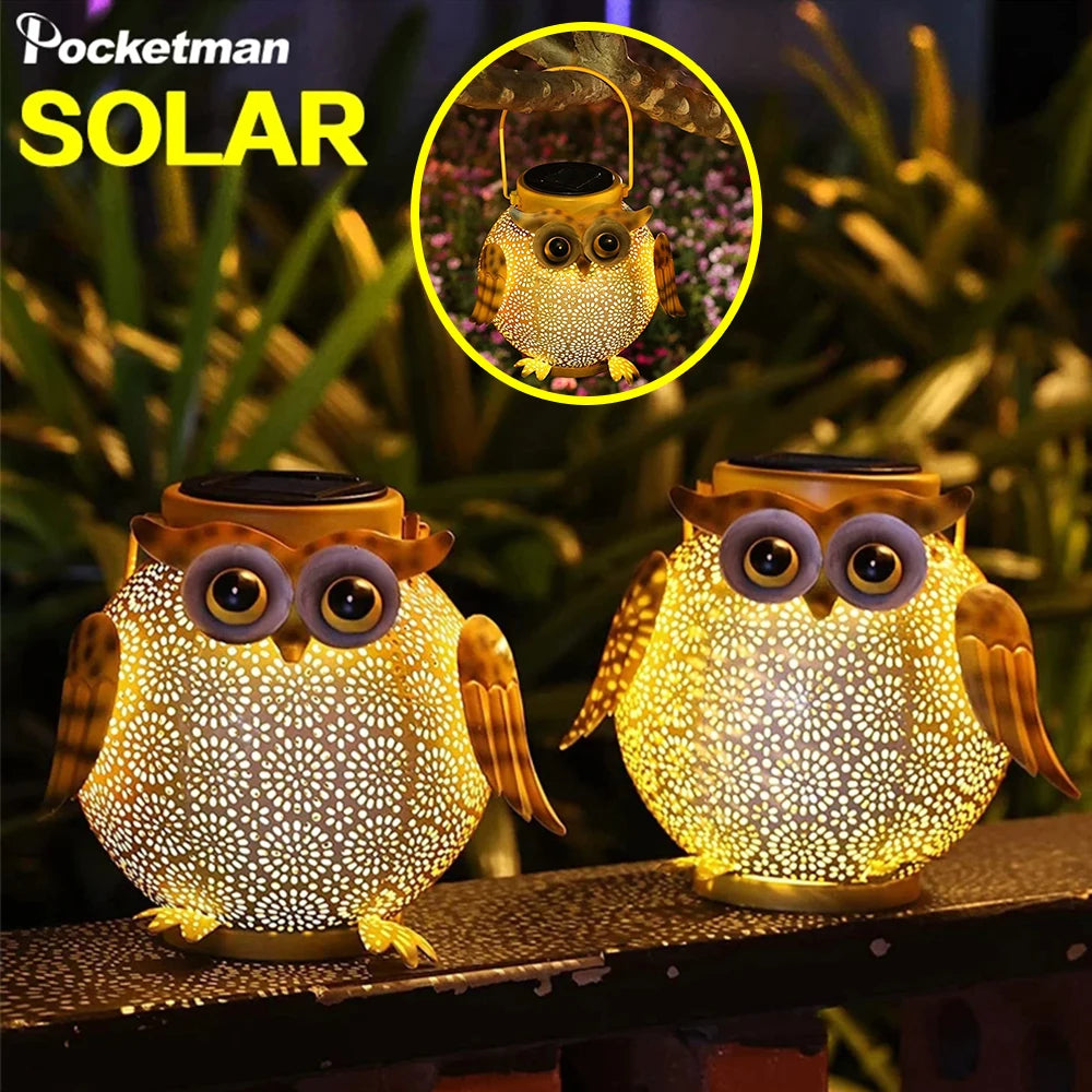 LED SOLAR LYS UDENDOR HANGING LANDSKAB LAMP PROJEKTOR LAMP Vandtæt campinglys Uwl Night Light Garden Decoration Light