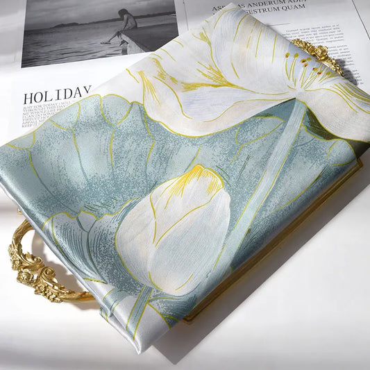 100% silke Langt skjerf Kvinner Luksusmerke Naturlig silke Satengsjal Tynt Spring Hodebånd Skjerf Hangzhou Ekte silkehalscarf