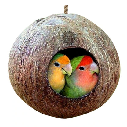 Náttúrulegt kókoshnetuskelfugl búr páfagaukur hús Nesting Hous