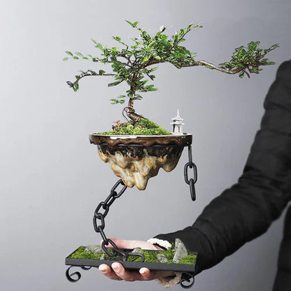 Sočna simulacija lonca simulacija rokera Željezna bonsai plantaža Ovjes za viseći tip cvijeća krug/kvadratni osnovni dekor