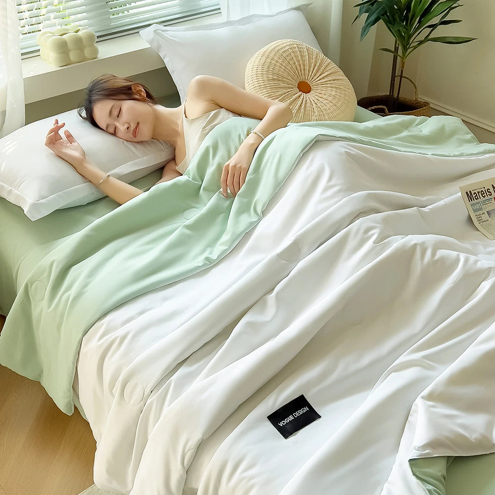 YanYangTian Solid color Spring Summer quilt blanket bed cover two-sided quilted comforter 150 200 single bed king queen