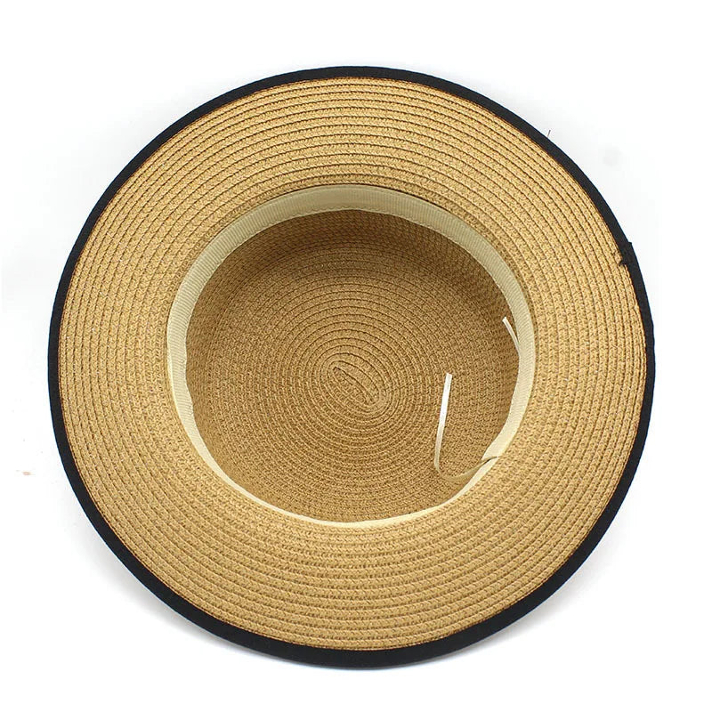 Uudet suunnittelijan naiset ja miehet litteä Fedora Straw Hatut Vintage Jazz Straw Caps Summer SunsShade Leveä Brim Straw Hatut