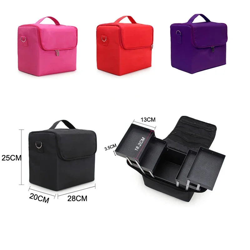 Nová velká kapacita make-up bag Multi-vrstva manikúra kadeřník vyšívací sada pro kosmetiku kosmetika