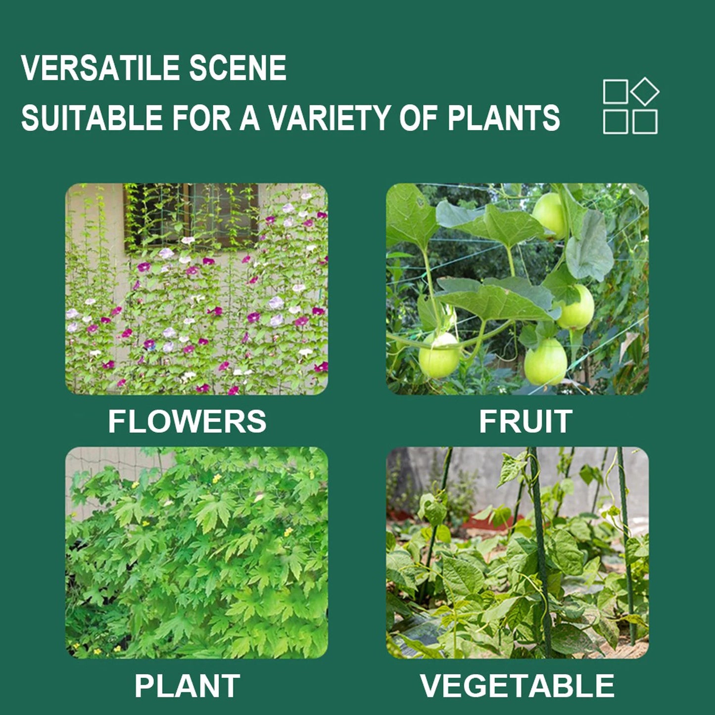 Garden Netting Plant Vine Growing Holder Robust Plant Trellis Support Holder agurk hængende melon klatring netto haveforsyninger