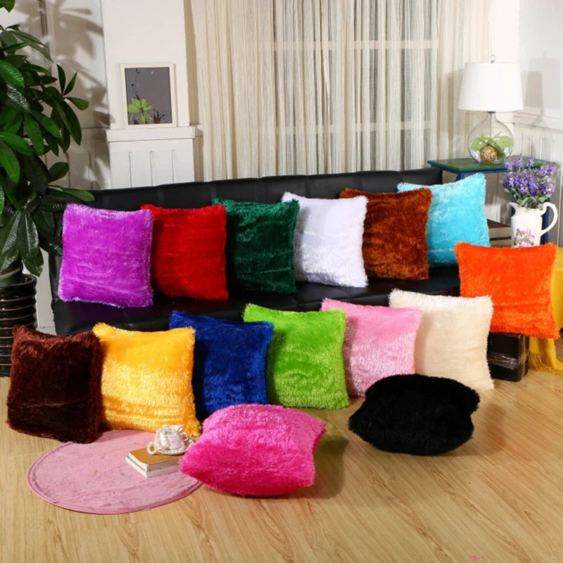 Mäkké faux srsti vankúše puzdro Plush vankúšik ružová modrá fialová teplá obývacia izba Spálňa pohovka dekoratívne vankúše pokrývať 40*40 cm