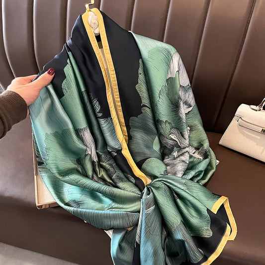 180*90cm merkevare Summer Women Scarf Fashion Quality Soft Silk SCLERVE Female Shawls Foulard Beach Cover-Ups Wraps Silk Bandana