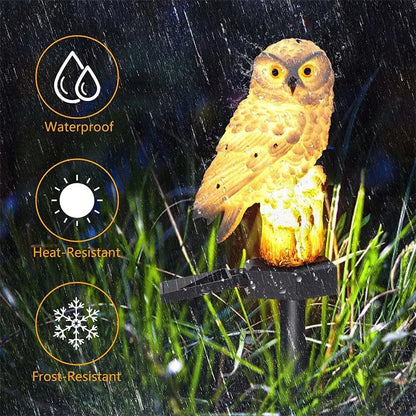 Solar Owl Garden Light Outdoor LED græsplænelampe til havedekoration Vandtæt julelys Udendørs sollampepost