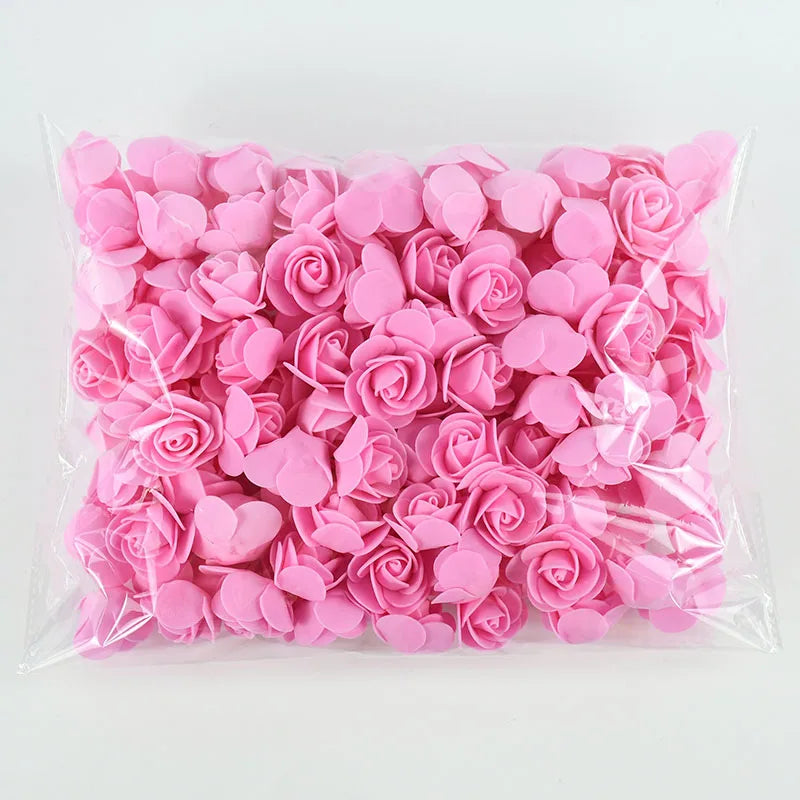 50/100/200pcs 3,5 cm de espuma PE Rose Head Flor Artificial para festa de aniversário de aniversário Decoração Diy Urso Rosa dos namorados Presentes do dia dos namorados