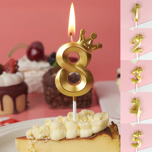 Candela digitale della corona d'oro Numero di compleanno Candela per la festa di compleanno della festa di compleanno Candela della torta per torta per torta per torta 0-9 Numero candela