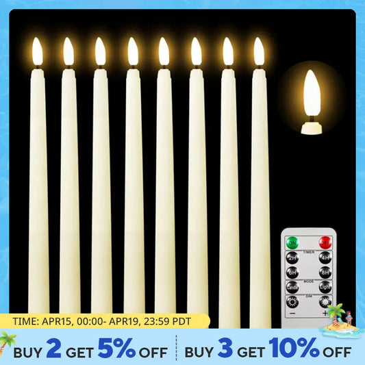 LED Flameless Flickering Taper Candles 3d Wick Candles Lamp met afstandsbediening thee -lichten bruiloft Home Decor Batterij bedienen