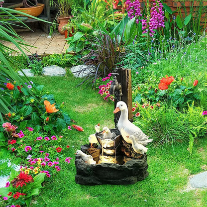 Enten Eichhörnchen Wasser Solar Power Harz Terrasse Garten Design mit Solarlichtgarten im Freien Dekorationen Geschenk Geschenk
