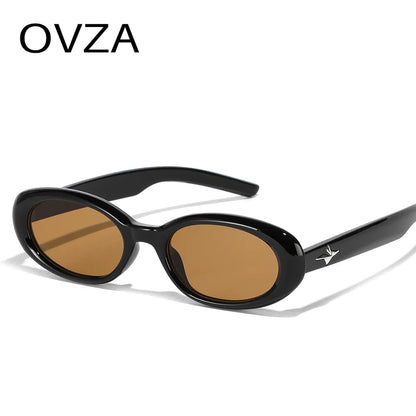 OVZA 2023 Novos óculos de sol Retro vintage Mulher oval de óculos estreitos Eyewear S1007